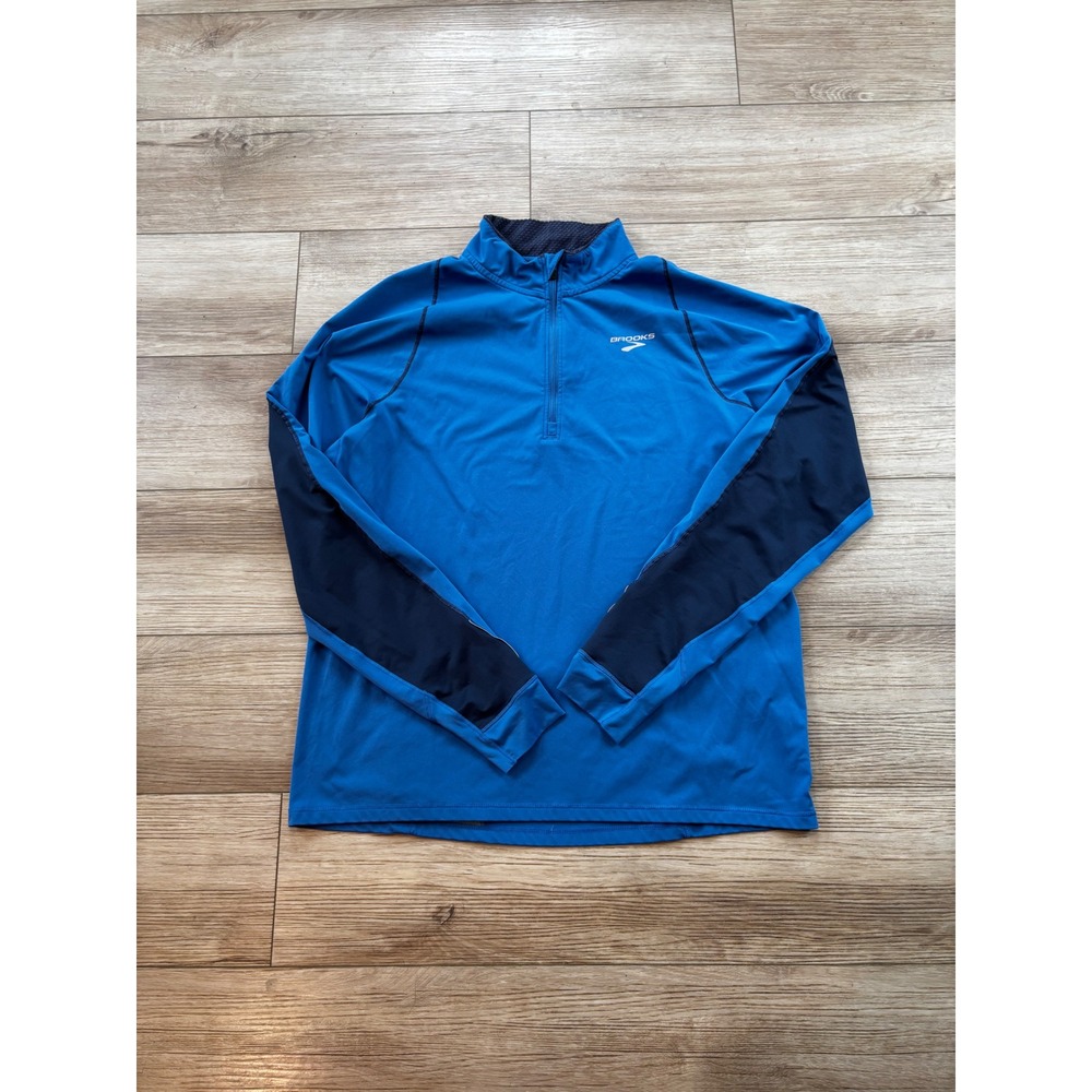 Brooks Mens XL Equilibrium Technology Blue‎ Quarter Zip Running Pullover 210323